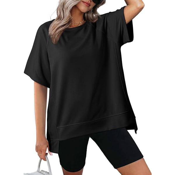 Dokotoo Womens Striped Color Block Oversized T-Shirt Summer